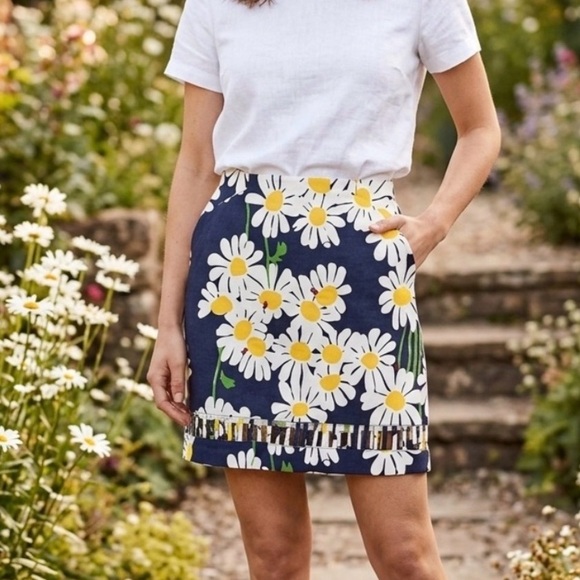 Lilly Pulitzer Floral Daisy Print Navy Mini Skirt Vintage Rare Retired - Picture 10 of 10